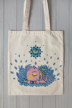 Eco bag with pig print