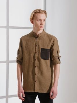 Black shirt with hand embroidery, XL/XXL