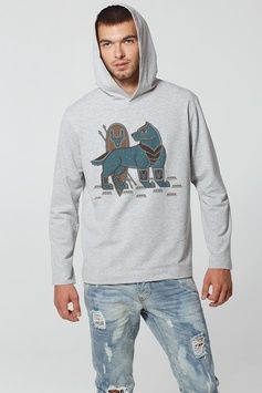 Men's Hoodie "Steel Wolf", L