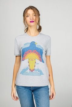 Grey women t-shirt with eagle, S