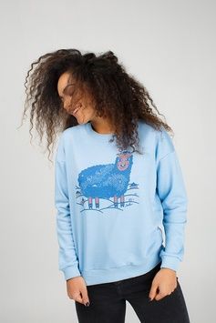 Pale blue sweatshirt with sheep print