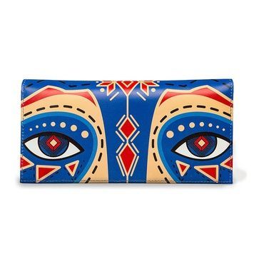 Leather wallet "Cornflower raccoon"