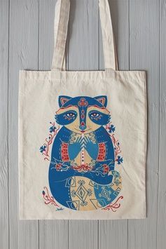 Eco bag "Cornflower raccoon"