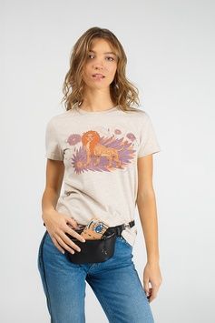 Beige Lioness Womens T-shirt, S