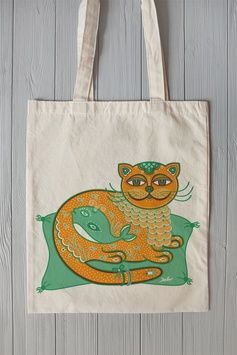 Eco bag "Emerald Cat-Whale"