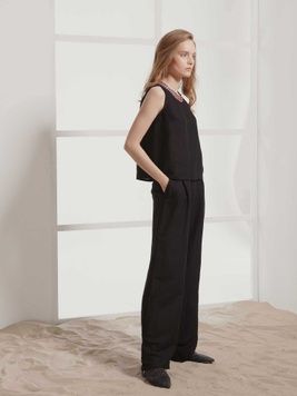 Long black linen pants, XS/S