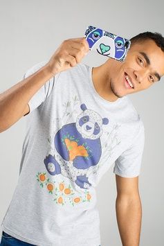 Men's grey t-shirt with panda