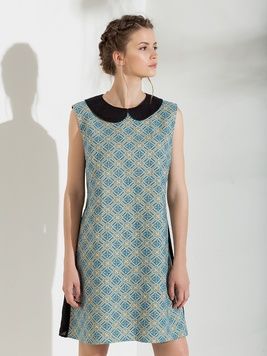 Black dress with light blue embroidery