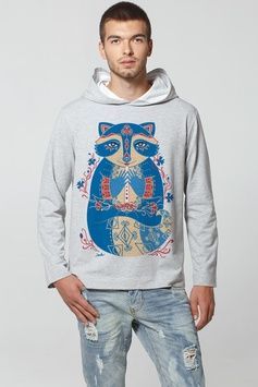 Men's Hoodie "Cornflower Raccoon", L