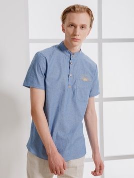 Блакитна сорочка з коротким рукавом, L/XL
