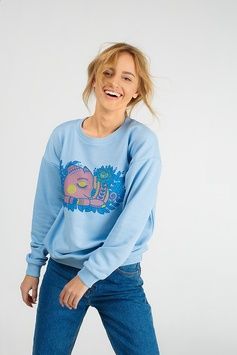 Blue sweatshirt with piggy print