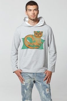 Men's Hoodie "Emerald Cat-Whale"